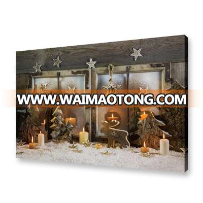 LED Light Christmas Candle Wall Art Window Canvas Painting