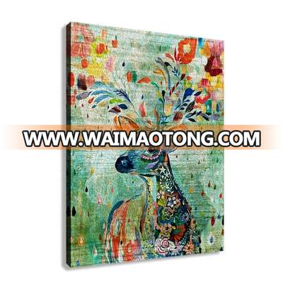 Nordic Wall Art Abstract Decor Watercolour Flower Deer Canvas Painting